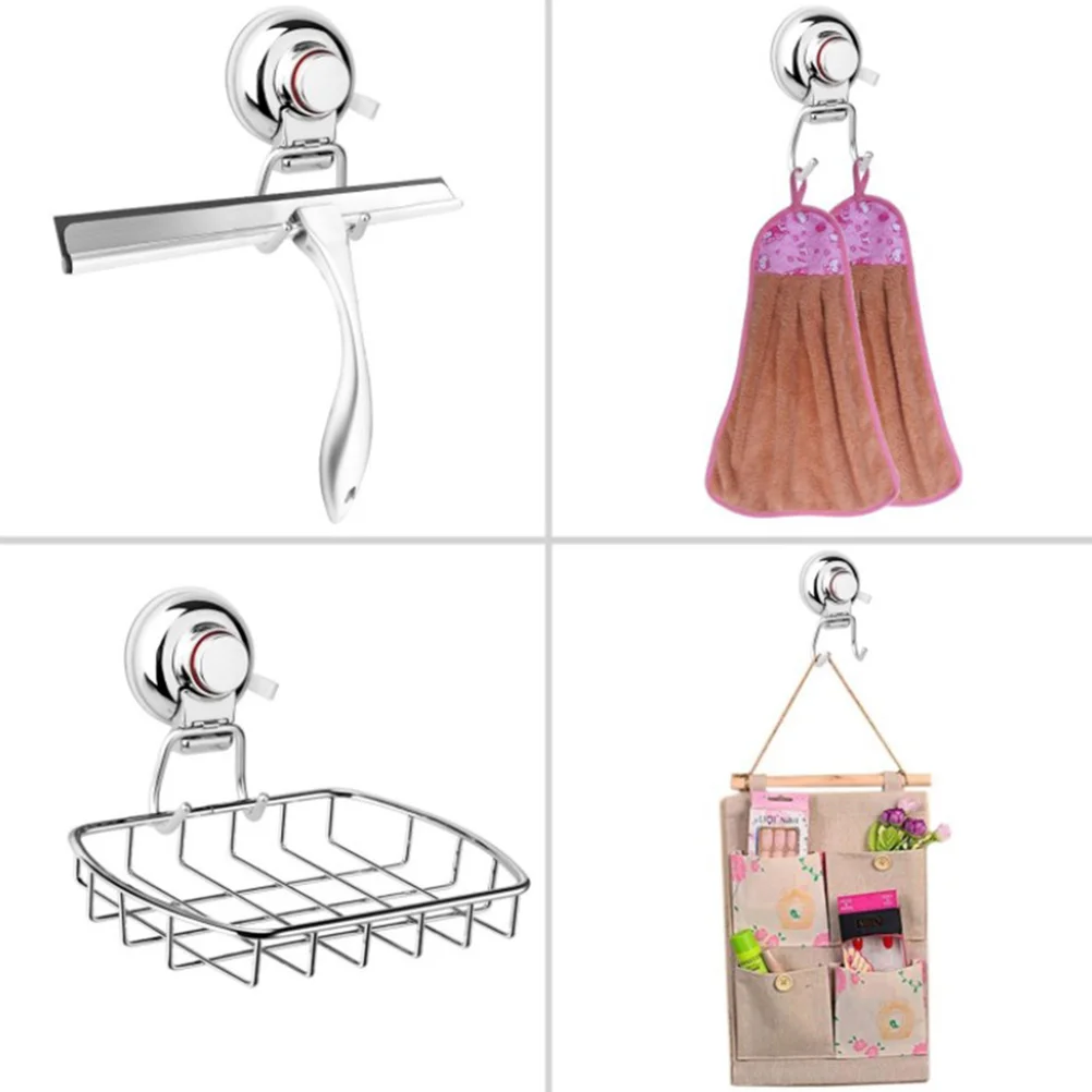 Double Hooks Cup No Drilling Stainless Steel Bathroom Kitchen Tile Wall Vacuum Strong Paper Holders Tissue Rack Mounting 3 Pcs