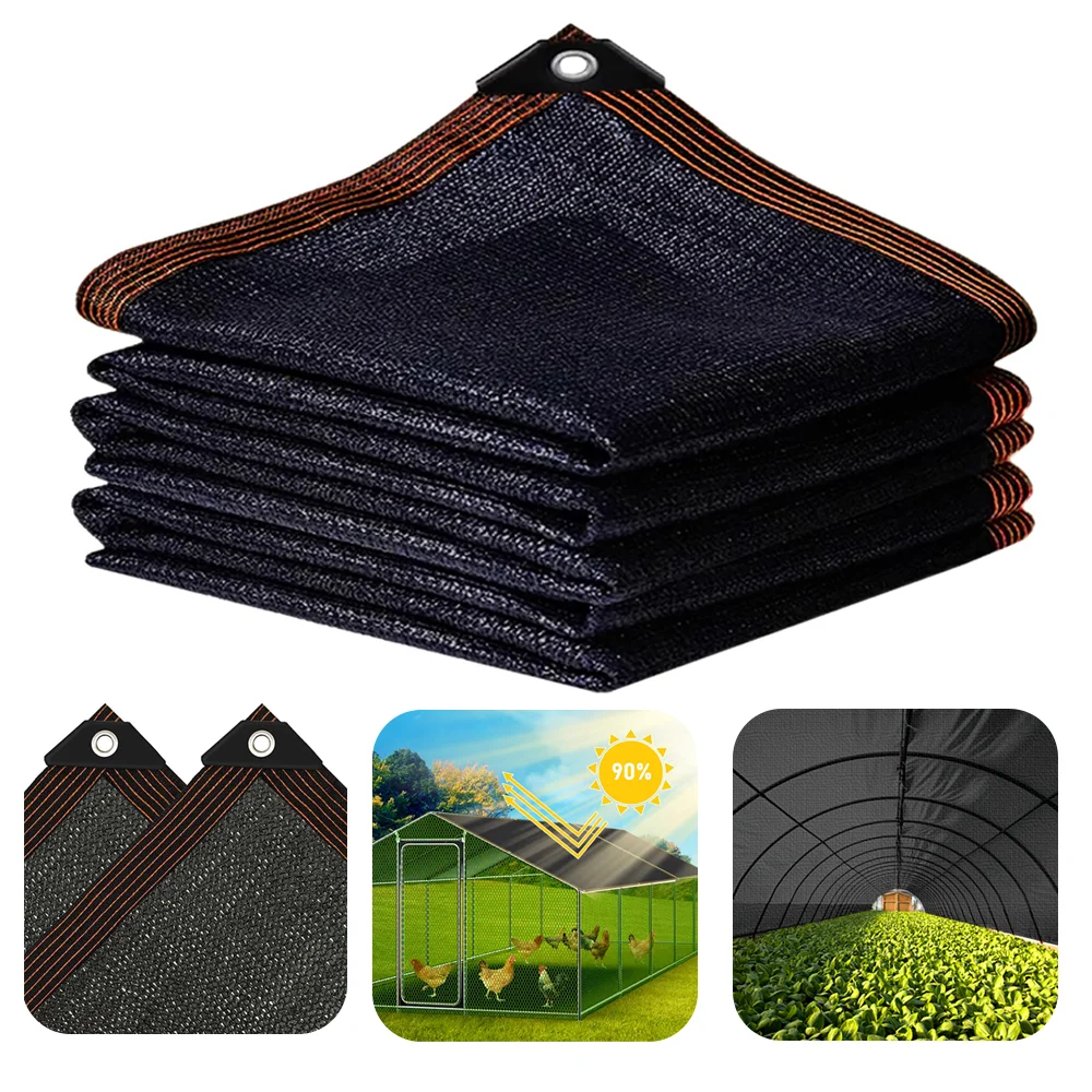 Cliselda 70% -80% tela de sombra negra para patio, red de malla de 10 x 50 pies, resistente a los rayos UV con ojales, lona de malla para plantas, jardín, invernadero, patio