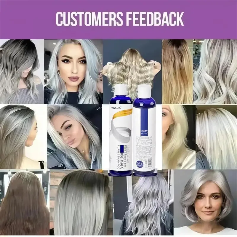 Shampoo colorante per capelli fissato al colore per coprire i capelli grigi che non sbiadiscono il giallo dopo lo sbiancare Shampoo viola non irritante per biondo - immagine 6
