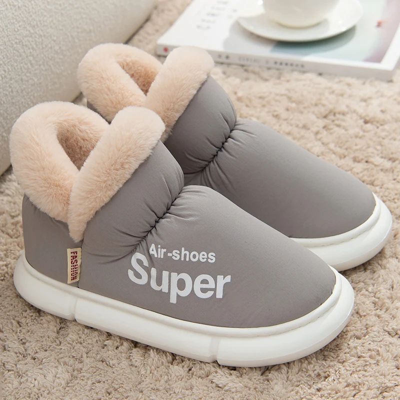 Winter Women Men's Plush Slippers Home Floor Unisex Thick Flat Sole Footwear Warm Cotton Snow Ankle Boots Couple Ladies Slippers women snow boots