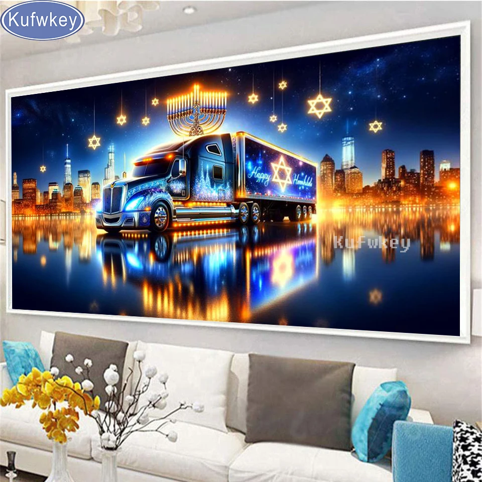 Sch ne LKW Stadt Landschaft DIY Diamant Malerei Schmuck Kreuz stich 