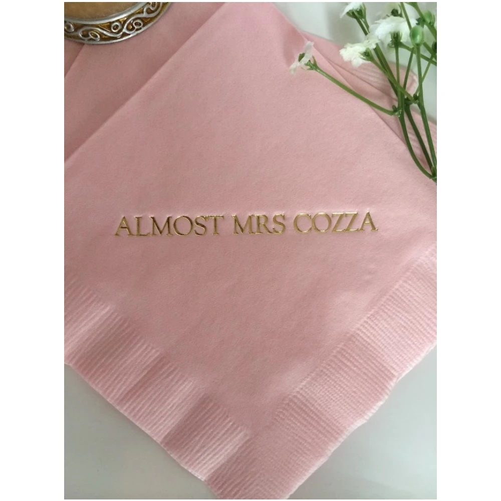 

50pcs ersonalized Napkins Almost Mrs Mrs. Bridal Shower Wedding Personalized Cocktail Beverage Paper Party Monogram Custom Lunch