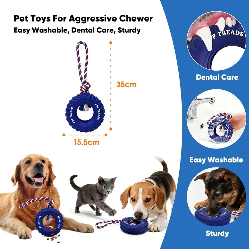 Tire Toys Made of Natural Rubber for Medium and Large Dogs, Durable for Chewing, Puzzle Solving, Feeding, Interactive Pets