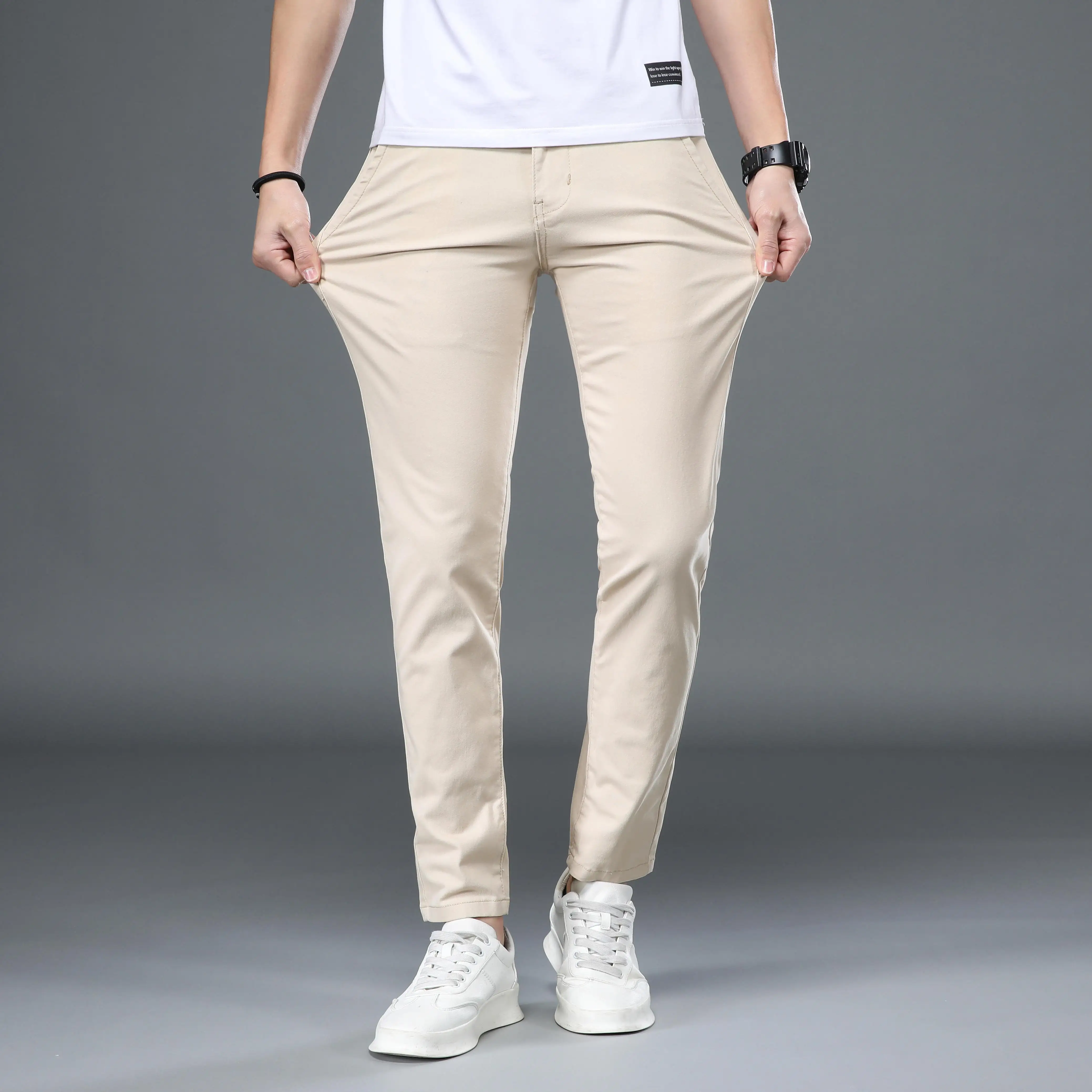 Classic Men's Slim Fit Stretch Casual Pants: High Quality Cotton