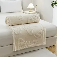 Flannel Solid Color Blanket 3D Butterfly Ultra Soft Fluffy Lightweight Elegant Simple Fleece Blanket for Sofa Chair Bed 1