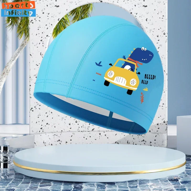 Girls Swimming Cap Cartoon Cute Waterproof High Elastic Ear Protection Swimming Hat for Children Boys Kids Swimming Accessories 3