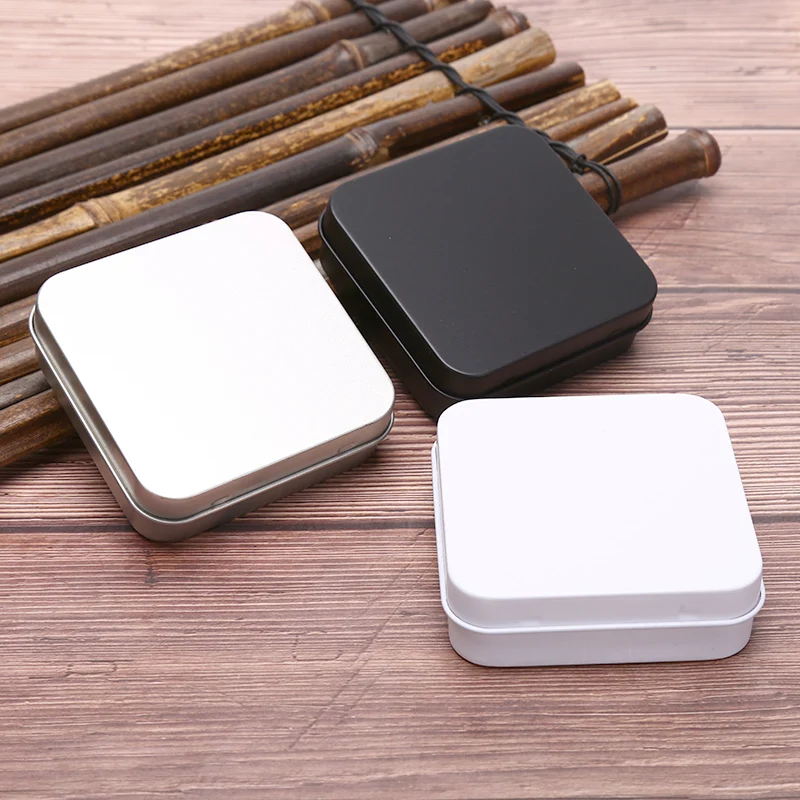 

Mini Metal Tins Container Square Hinged Flip Storage Tin Box Jewelry Coin Case