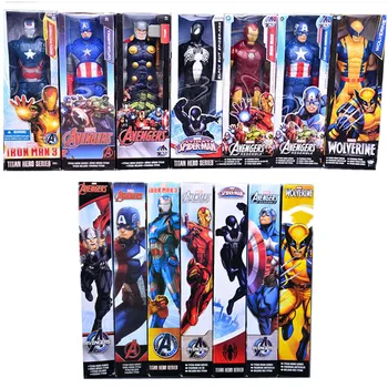 30cm Avengers Figure Toys PVC Iron Man Hulk Black Panther Wolverine Venom Model Doll Hero Anime Figures For Kids Gift