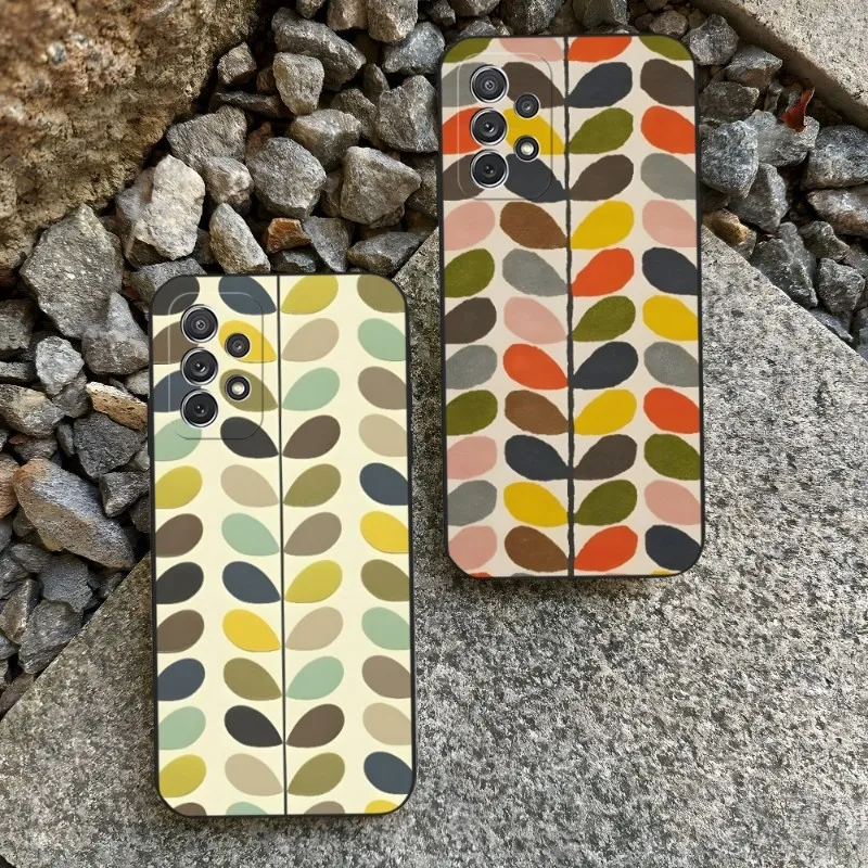 Custodia Per Telefono Multi Stelo Orla Kiely Folio Per Sumsung S23 S22 S21 Plus Ultra A13 A23 A33 A53 A52 A51 A22 A30 A32 A50 Cover Nera