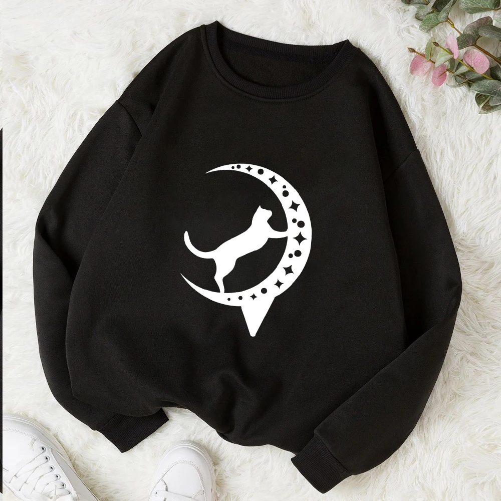 

Женские толстовки с капюшоном Moon and Cat, модный худи, пуловер для творчества, одежда, уличные Свободные толстовки, женские толстовки 2023