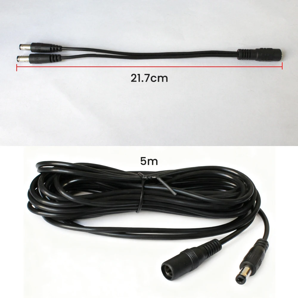 รูปสินค้า สายแยกไฟ DC ขนาด 5.5x2.1 มม. ยาว 5 เมตร สำหรับ LED และกล้อง