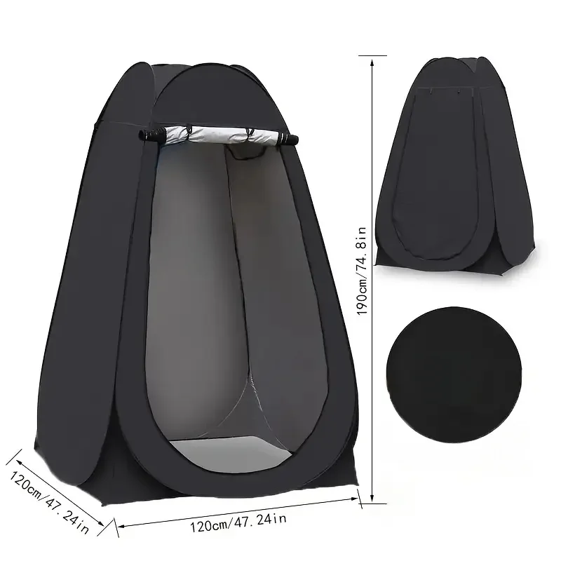 Black Portable Pop Up Privacy Tent with Zipper Closure Easy Setup Non Waterproof Polyester Shelter for Beach Fishing Hiking