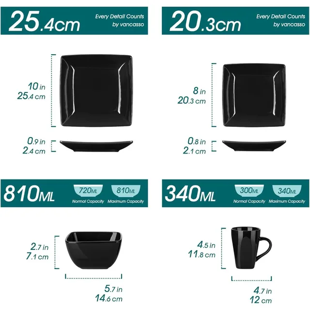 Black Square Dinnerware Set 4