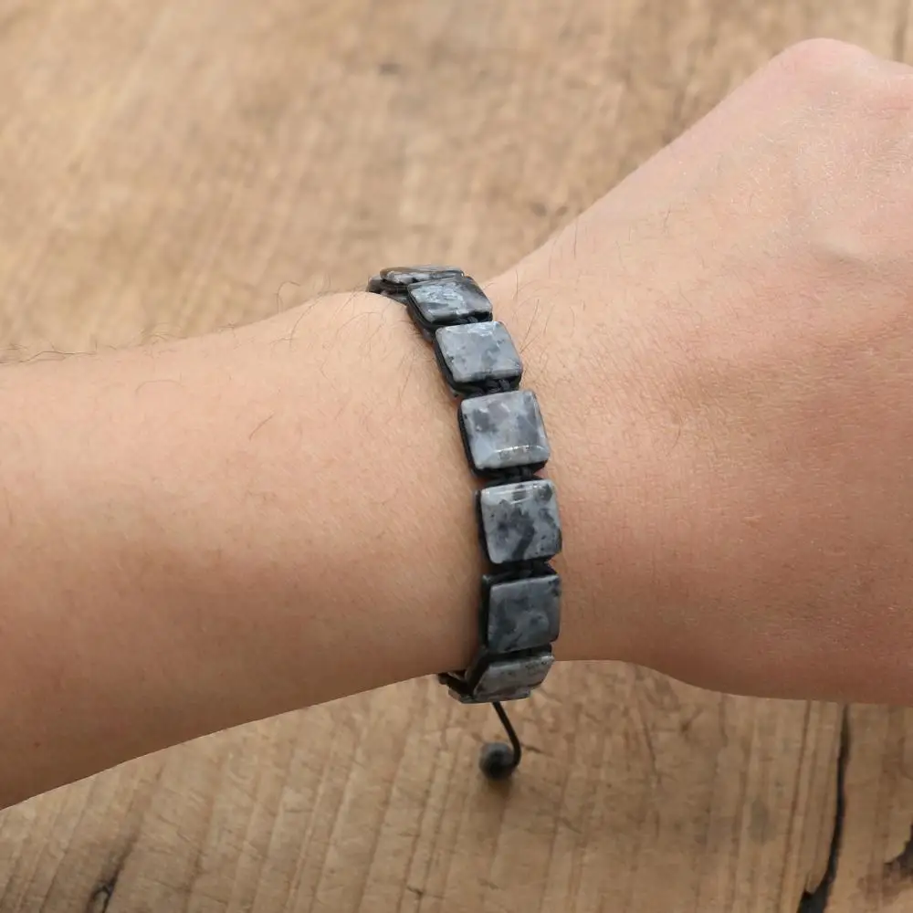 10MM Square Labradorite Natural Stone Braided Bracelet bangle bracelet stone bracelet Bohemia Punk Macrame Man Women Friendship Charm Bracelet Bangle Jewelry
