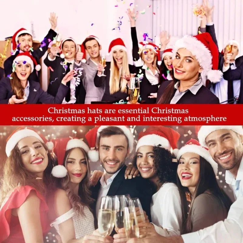Thickened Christmas Santa Hat for Adults Kids Plush Velvet Santa Claus Caps Hats Xmas Festival Party Decor New Year Gift 5/1PCS