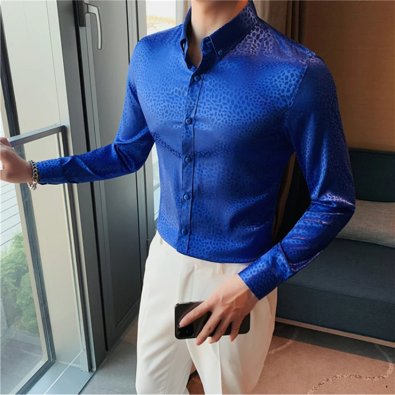 Camisas de seda de lujo para hombres, camisas de manga larga de vestir  informales para negocios, ropa para fiesta Social, blusa de esmoquin, Camisa  Masculina M-4XL - AliExpress