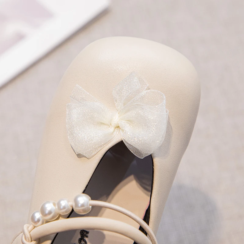 Girls Non Slip Summer Flats Shoes with Beaded Bow