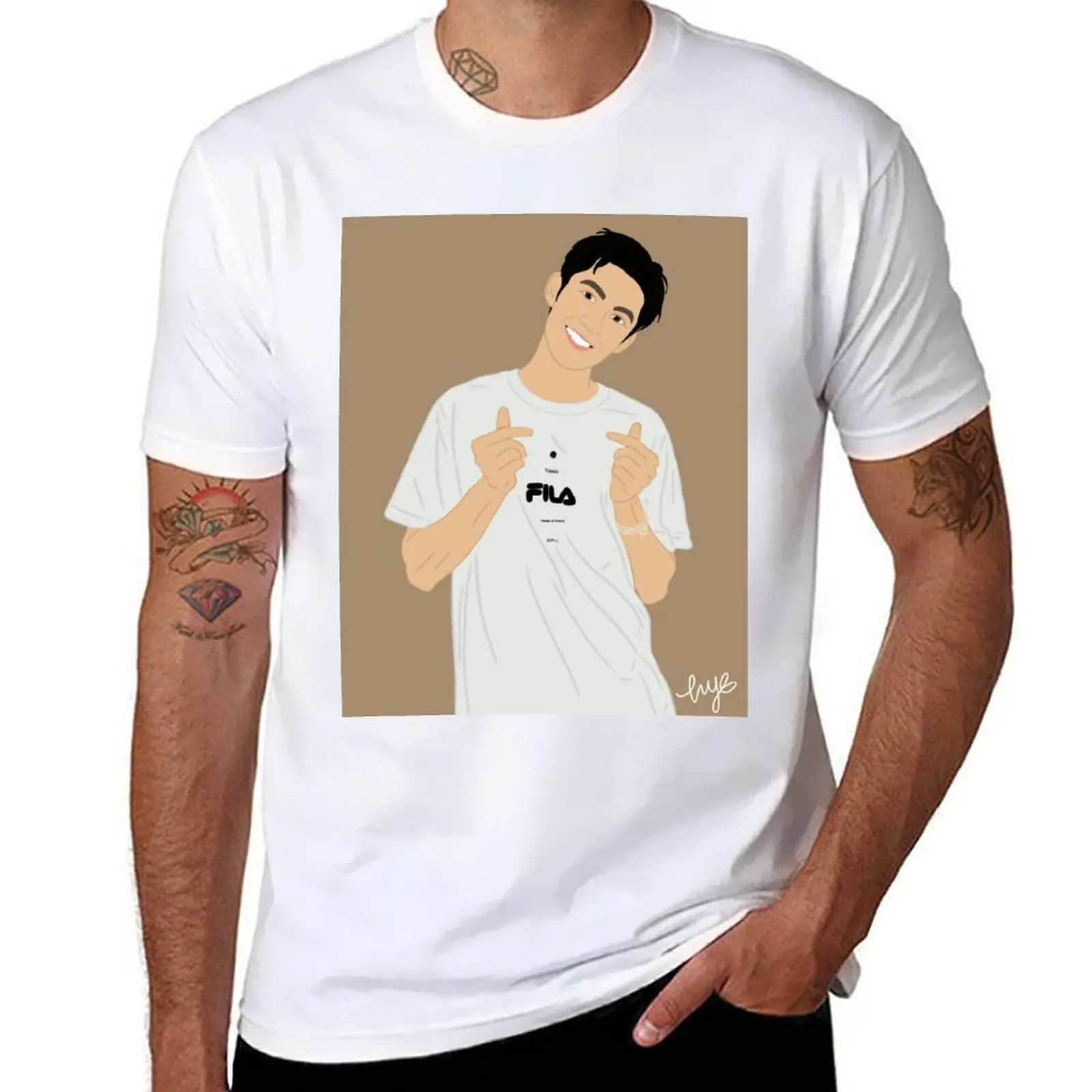 

New Dylan Wang- Hearts T-Shirt man clothes blondie t shirt t shirts for men cotton