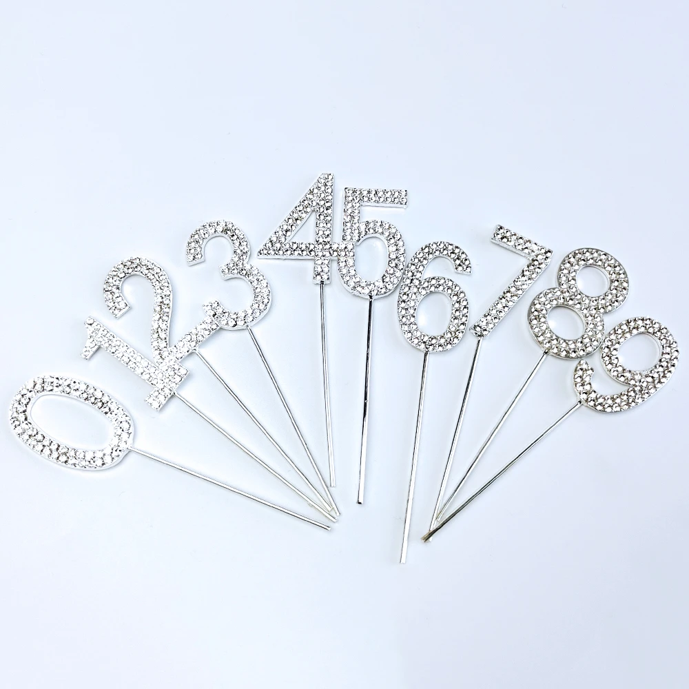Nummer Kuchen Topper Strass 0-9 Diamant Dekoration Nummer Geburtstag Jubiläum Hochzeits feier Kuchen Topper Dekoration Lieferungen – Detail 4