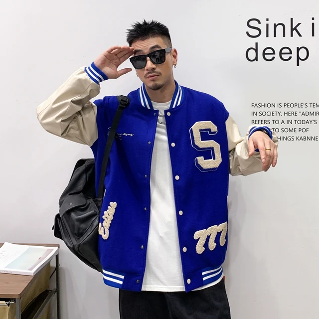 High Street Varsity Jacket Men Flocking Embroidery Letterman Green Baseball  Bomber Jackets Casual Oversized Coat Unisex Autumn - AliExpress