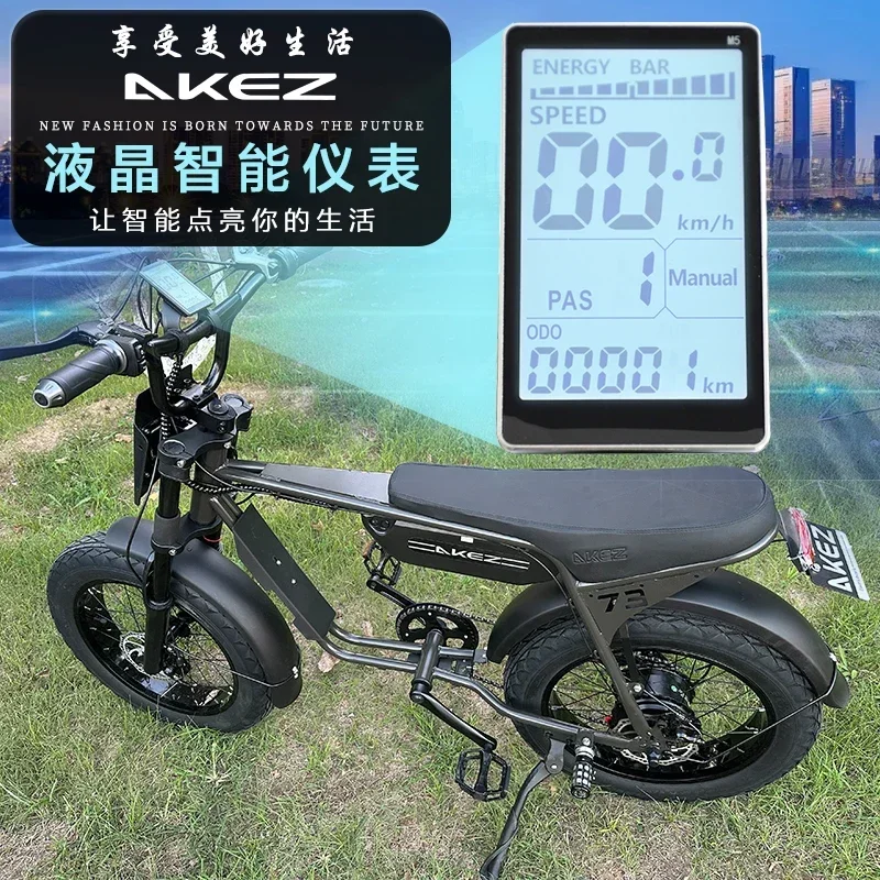 AKEZ ZX Electric Bike Adults 20" Fat Tire 750W Motor 48V 13AH Battery Ebike Electric City Mountain Bicycle Front Fork Suspension