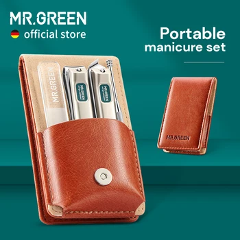 MR.GREEN Set manicure portatile Kit pedicure Tagliaunghie in acciaio inossidabile Custodia da viaggio per toelettatura Confezione regalo Set di forbici per unghie 1
