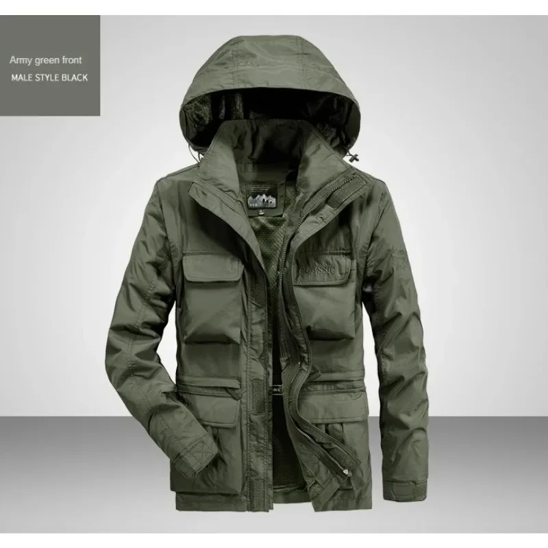 Parkas for Men Jackets Winter Autumn Sweatshirt With Zipper Men's Blouse Hooded Vest Coat Man Hoodie Mens Waterproof Trekking