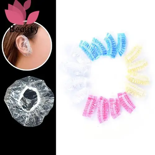 

100PCS Hairdressing Earmuffs Disposable Salon Clear Ear Cover Ear Protection Hair Dye Protect Cap Hair Color Styling Tool