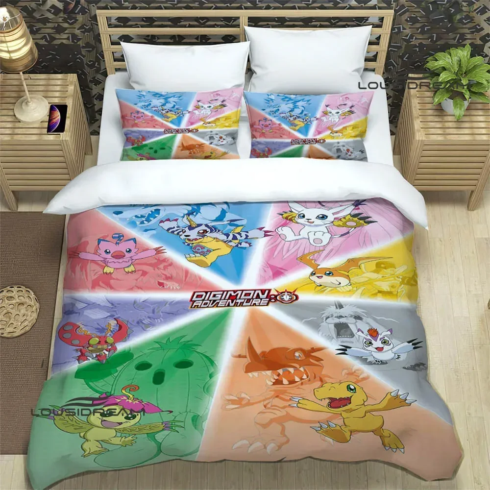 Digimon cartoon printed Bedding Sets exquisite supplies set duvet cover bed comforter set bedding set luxury birthday gift 5