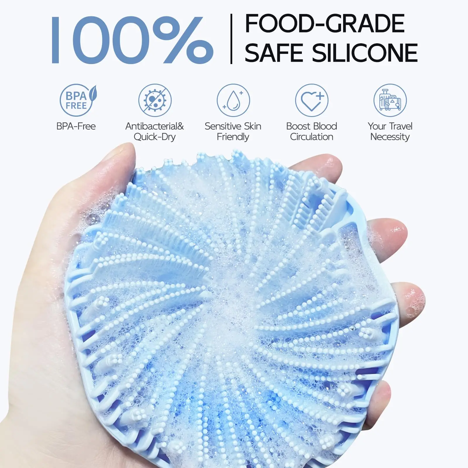 Antimicrobial Silicone Body Scrubber,Exfoliating Body Wash Scrubbers for Sensitive Skin,Shower Body Brush,Gentle Massage 2