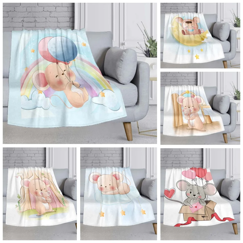 

Cartoon cute little mouse printed blanket Blankets for beds Air conditioning blanket Picnic blanket Soft and comfortable