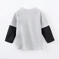 Baby T-shirt for boys and girls cute cartoon bear round neck spring and autumn patchwork long sleeved hoodie children's clothing 2