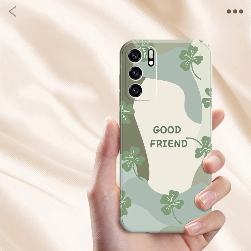 Whimsical Cartoon Floral Silicone Square Phone Case Cover