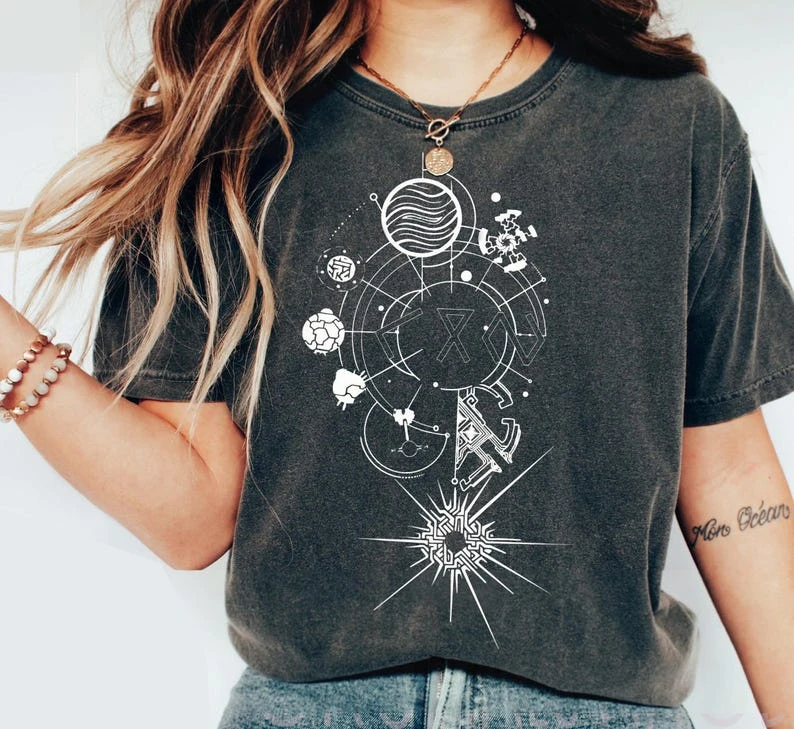 Outer Wilds Gaming-Shirt Indie Weltraum-Erkundungs-Videospiel-T-Shirt Retro Sci-Fi Grafik-T-Shirt Kosmisches Abenteuer Gamer-Geschenk Unisex