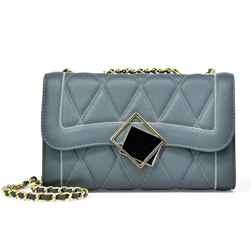 One bag Women's Crossbody Shoulder Handbag New Fashionable Y2k Fresh Leather Straddle Head Layer Cowhide Chain Small Square Hand