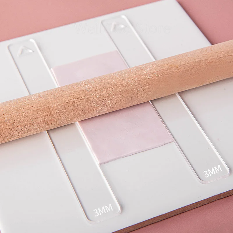 Acrylic Soft Clay Ruler 2Pcs Transparent Soft Pottery Clay Thickness Rulers Multi-size Pastry Tools DIY Jewelry Handmade Gadgets