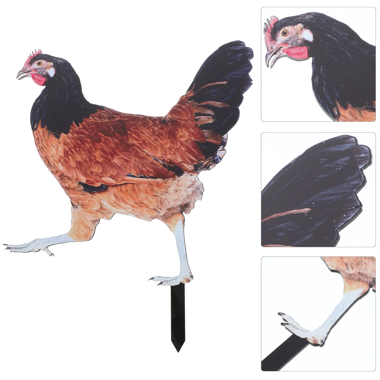 

2 Pcs Garden Decoration Insert Hen Yard Stake Animal Decorative Chicken Stakes Rooster