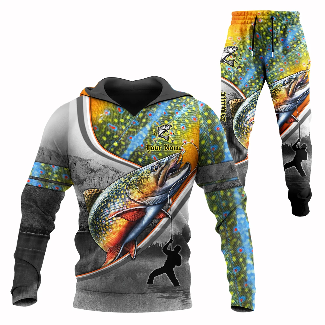 

Trout Fishing Custom Name 3D Printed Men Sets Hoodie&Pants Autumn Unisex Sportswear Casual Street Tracksuits Male Clothes