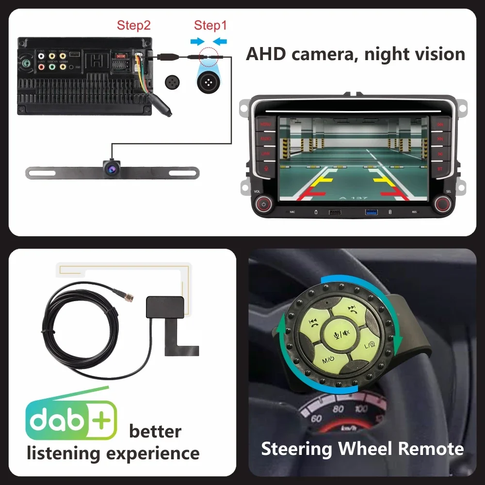 자동차 라디오 2Din 무선 Carplay 안드로이드 자동 DAB + 폭스 바겐 폭스 바겐 골프 Tiguan Passat b7 Jetta Touran Polo CC Skoda SEAT