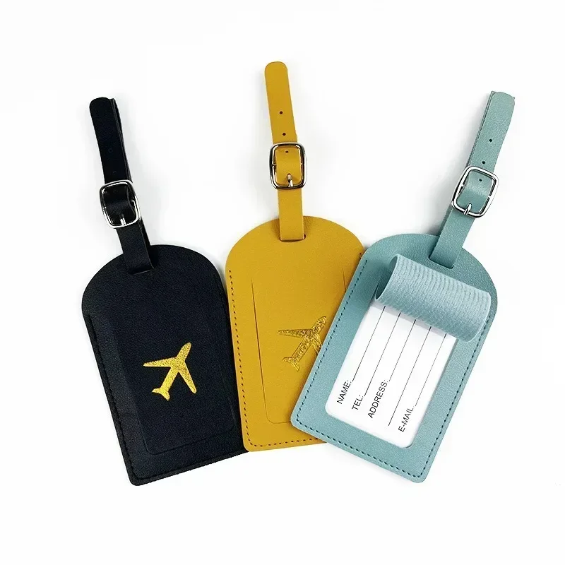 Etichetta per indirizzo valigia Custodia per imbarco per bagagli Etichetta per bagagli da lavoro in pelle stampata Etichetta Nome ID Indirizzo Clip Accessori da viaggio - immagine 5