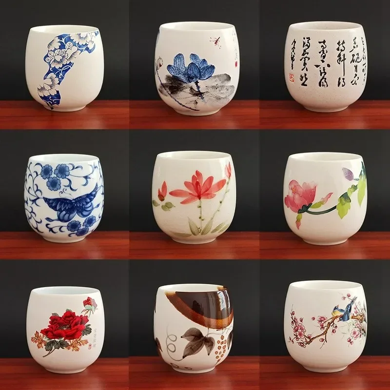 Tea Cup, 1pcs/3pcs China Ceramic Tea Cup White Porcelain Kung Fu Cups Pottery With Handle Drinkware Wine Coffee Mug Teacup