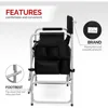 26" Tall Folding Directors Chair with Side Table,Portable Makeup Artist Bar Height, Steel Frame 300 lbs Capacity 4