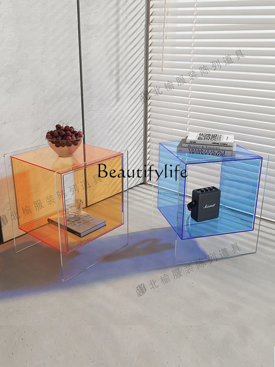 

Акриловый прозрачный шкаф для дивана креативный журнальный столик для маленькой квартиры съемный прикроватный столик для хранения