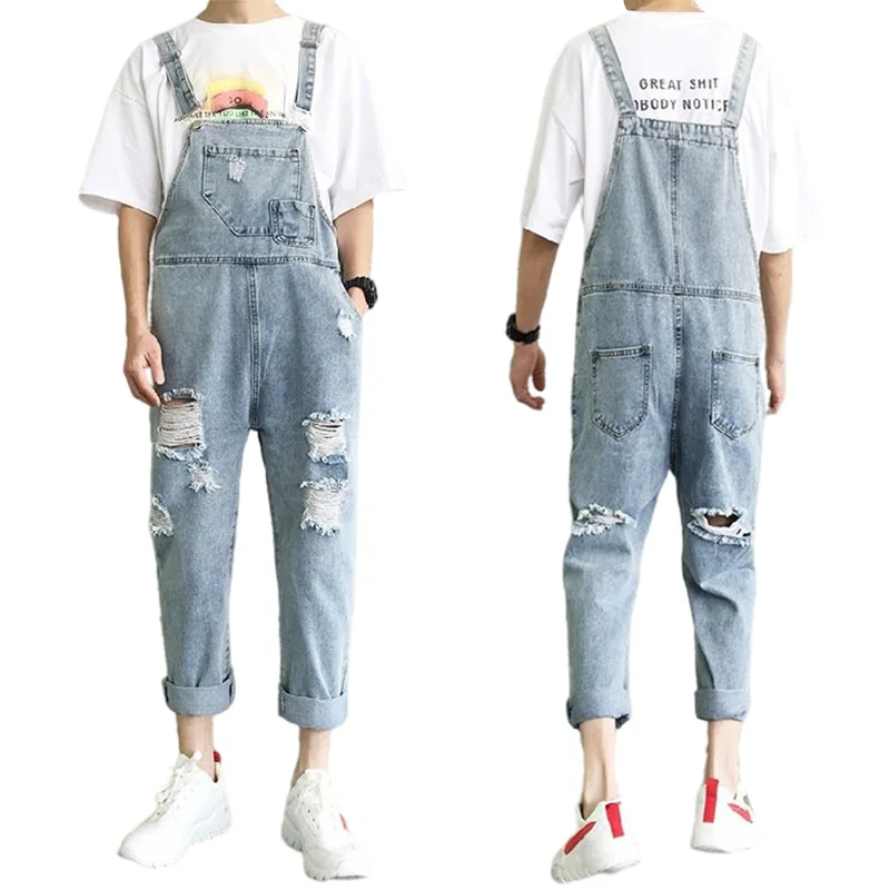 Fashion Loose Denim Overalls Man 