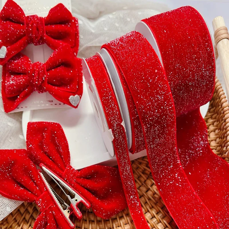 6/10/20/38mm Christmas Velvet Bow Gift Ribbon Packaging For Decoration