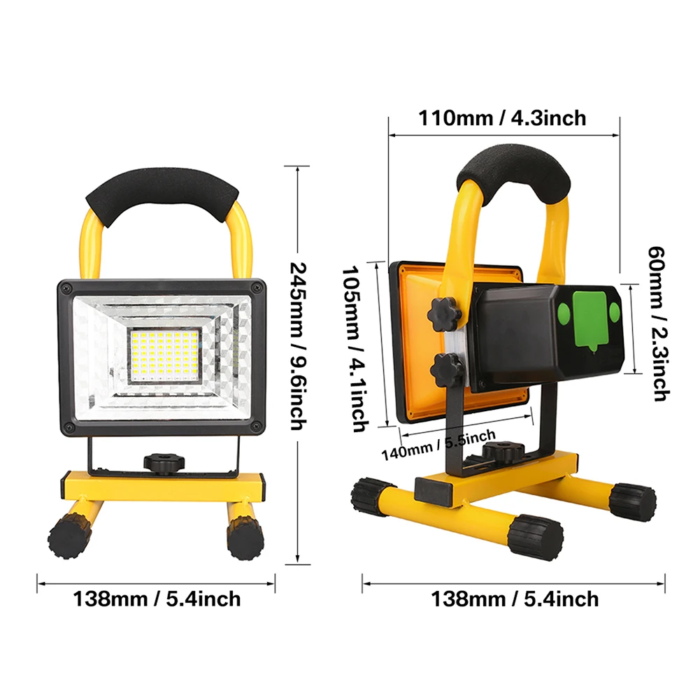 60W LED Portable Floodlight Waterproof Battery Powered Camping Lamp