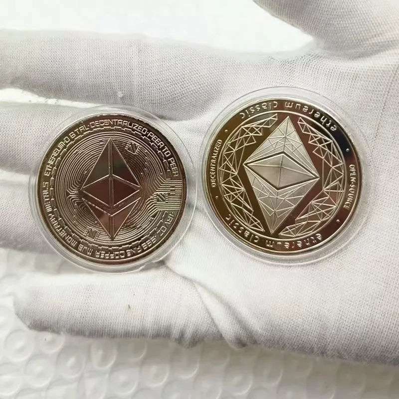 Ethereum bitcoin virtual coin commemorative medal gold plated play metal collection crafts home office decoration