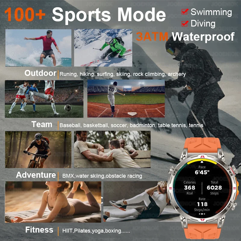 Professional GPS Sports Smartwatch Men 650mAh Battery Compass Altitude 5ATM Waterproof AMOLED Sceen BT Call GPT Assistant Watch