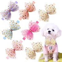 10PCS Pets Dogs Cats Lace Bowties Solid Adjustable Pet Collar Bling Neckties Bulk Puppy Dog Bow Ties Chihuahua Dog Accessories 1