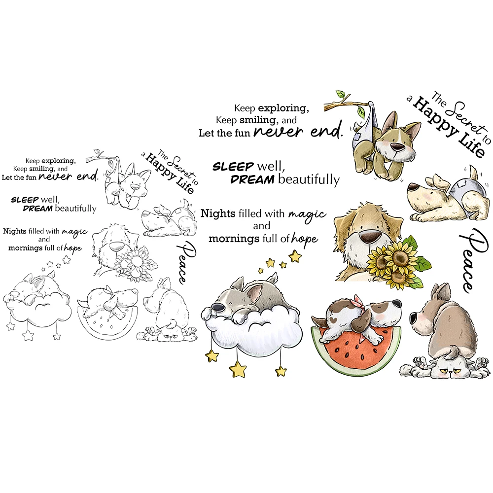 Mangocraft Cute Dogs Sleep And Dream Clear Stamp DIY Scrapbooking Supplies Silicone Stamp For Card Making Albums Crafts Decor clear stamps clear rubber stamps